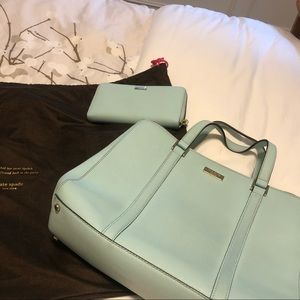 Kate Spade computer bag AND wallet, Tiffany Blue